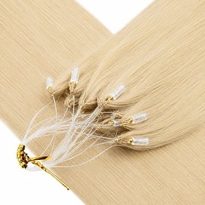 Feather Haarverlangerungen Echthaar #60B Hellblond 50cm 10Stk