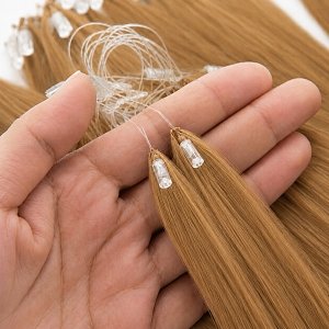 Feather Haarverlangerungen Echthaar #8 Blond 50cm 10Stk