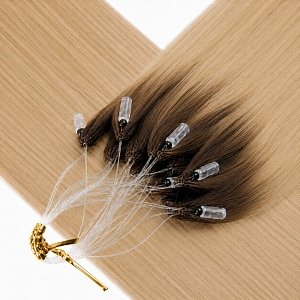 Feather Haarverlangerungen Echthaar #AB Blond Ombre 50cm 10Stk