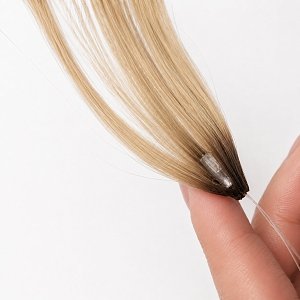 Feather Haarverlangerungen Echthaar #AB Blond Ombre 50cm 10Stk