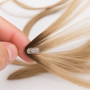 Feather Haarverlangerungen Echthaar #AB Blond Ombre 50cm 10Stk