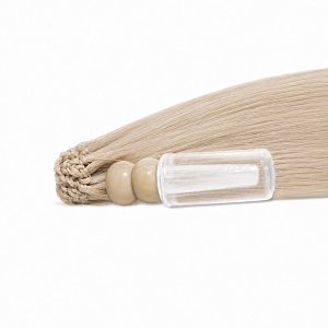 Feather Haarverlangerungen Echthaar #GREY Blond 50cm 10Stk