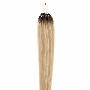 Feather Haarverlangerungen Echthaar #SB Blond Ombre 50cm 10Stk