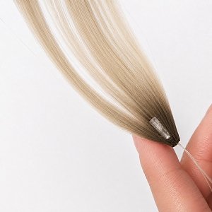 Feather Haarverlangerungen Echthaar #SB Blond Ombre 50cm 10Stk