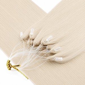 Feather Haarverlangerungen Echthaar #SILVER Blond 50cm 10Stk