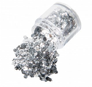 Nail Art Silver Flakes-Glitter-Fibers Powder 10g