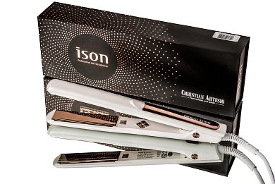 Ison Hair Straightener White with Pink/Gold