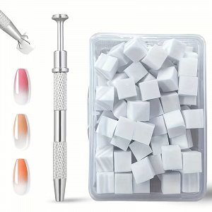 Ombre Nail Tool with 100 Replacement Sponge Tips for Gradient & Baby Boomer