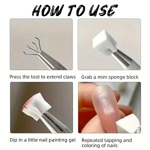 Ombre Nail Tool with 100 Replacement Sponge Tips for Gradient & Baby Boomer