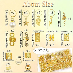 Hair Accessories for Dreadlocks and Braids Rasta Gold 217pcs