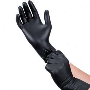 Disposabel Nitrile Gloves Powder Free Black Small 100pcs