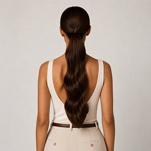 Pferdeschwanz Glatt Echthaar 60cm 100g Hellbraun #4