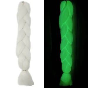 Hair Jumbo Braids Glow In The Dark White 100g 60cm