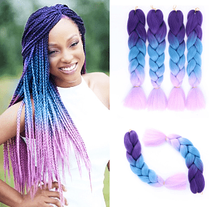 Hair Jumbo Braids Unicorn Purple/Petrol/Purple Yc26# 100g 60cm