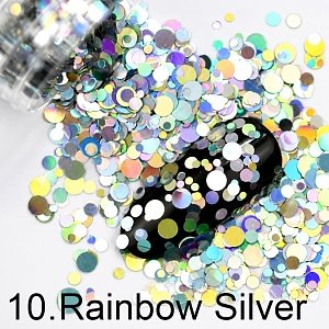Nail Accessories Flakes Iridescent Silver Multi Sizes