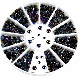 Nail Art Gems Black Iridescent 260pcs