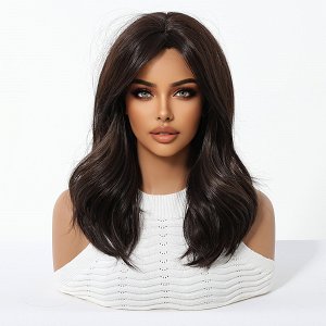 Synthetic Brown Long Straight Wig with Bangs
