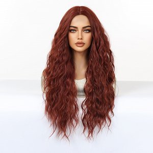 Synthetic Copper Long Wavy Wig