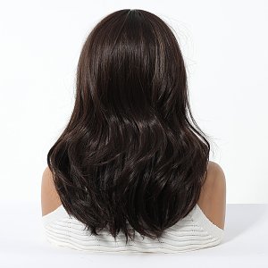 Synthetic Brown Long Straight Wig with Bangs