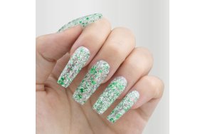Ημιμόνιμο Βερνίκι Νυχιών Νο 084 Λευκό Πράσινο Παγιέτα Flakes 10ml - Christian Artesio