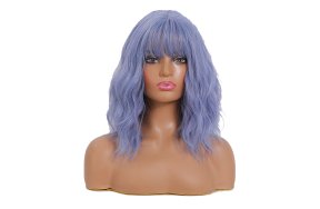 Περούκα Συνθετική Λιλά Καρέ Κυματιστή