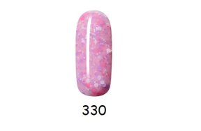 Ημιμόνιμο βερνίκι νυχιών Νο 330 ροζ παγιέτα, 10ml