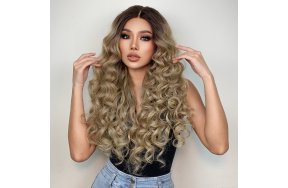 Περούκα Συνθετική Ξανθιά Όμπρε Μακριά Σγουρή