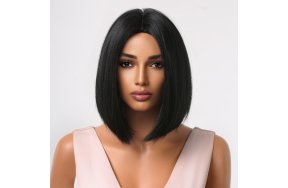 Περούκα Συνθετική Μαύρη Ίσια Καρέ