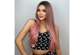 Περούκα Συνθετική Ροζ Όμπρε Μακριά Ίσια