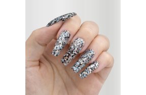 Ημιμόνιμο Βερνίκι Νυχιών Νο 201 Μαύρο Μπλε Παγιέτα Flakes 10ml