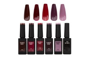 Ημιμόνιμο Rubber Base Burgundy Nights – Σετ 5 τμχ + Δώρο Top No Wipe