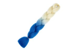 Haare für Rasta und Zöpfe Ombre blond / blau B49 # 100 gr 60cm.