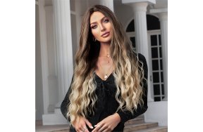 Περούκα Συνθετική Ξανθιά Όμπρε Μακριά Σγουρή