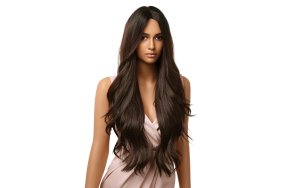 Περούκα Συνθετική Πολύ Σκούρη Καστανή Μακριά Κυματιστή