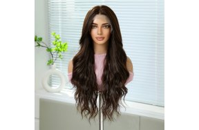 Περούκα Συνθετική Lace Front Wig 13x6 Καστανή Μακριά Κυματιστή -Φυσική Όψη & Υψηλή Άνεση