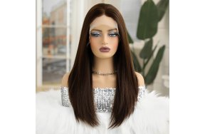 Περούκα Συνθετική Lace Front Wig 13x6 Καστανή Μακριά Ίσια -Φυσική Όψη & Υψηλή Άνεση