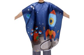 Παιδική Μπέρτα Κουρέματος CHRISTIAN ARTESIO – Αντιστατική & Αδιάβροχη, Με θέμα το Διάστημα, 130x80cm