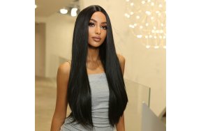 Περούκα Συνθετική Μαύρη Μακριά Ίσια