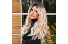 Περούκα Συνθετική Ξανθιά Όμπρε Με Ανταύγειες Μακριά Κυματιστή με Φράντζα