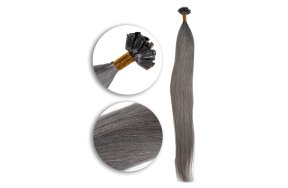 25 Keratin Bonding Hair Extensions #GREY 100% Echthaar