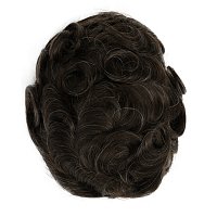 Invisible Men's Hair Topper for Thinning for Natural Look Dark Brown with 10% Gray Hair
