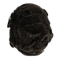 Invisible Men's Hair Topper for Thinning for Natural Look Brown with 10% Gray Hair